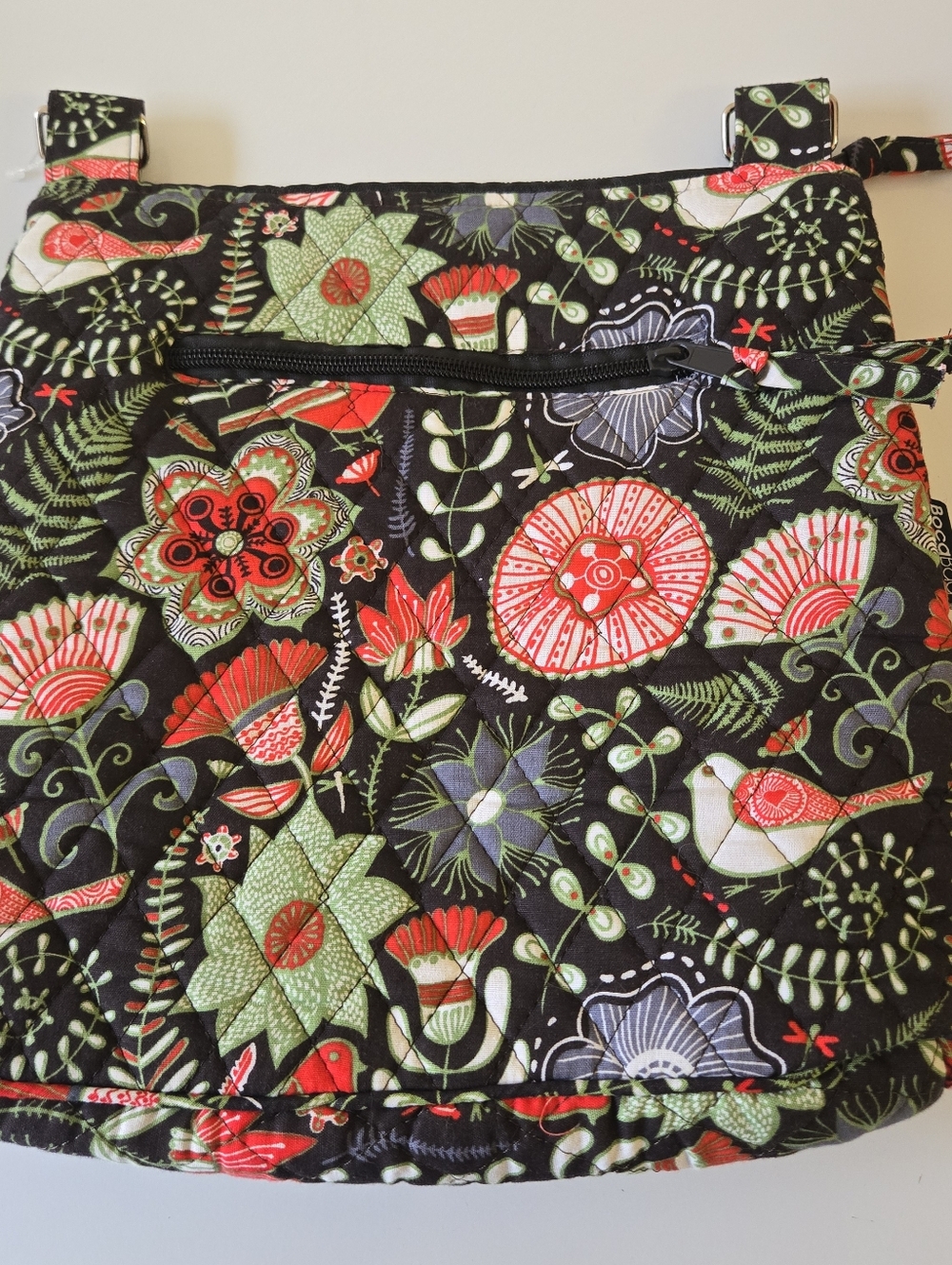 Floral Patchwork Cosmetic Pouch in Black, Green & Red - Picture 4 of 4